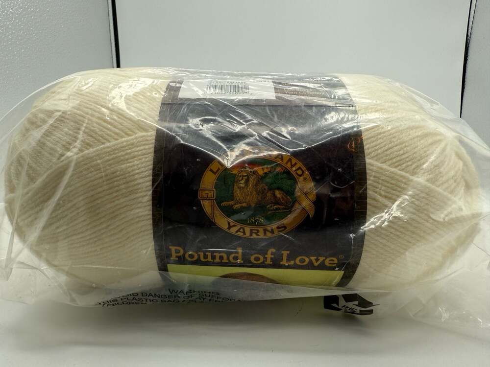 Lion Brand Pound of Love Premium Acrylic Yarn, Antique White, 16 oz